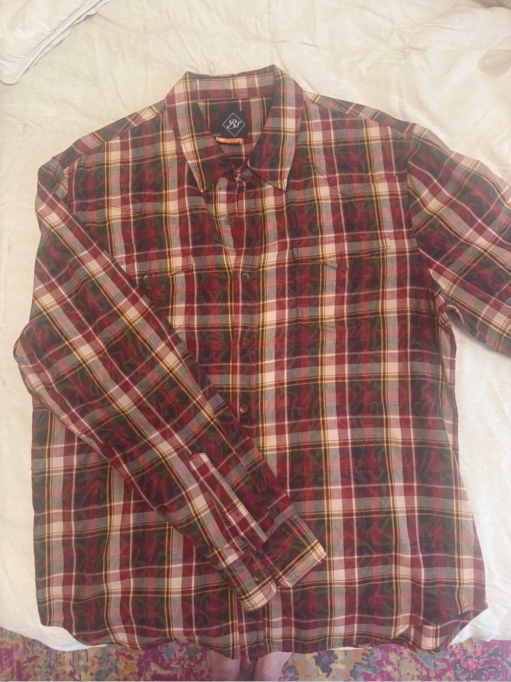 Men's Casual Plaid Button-Down Shirt - Red/Green